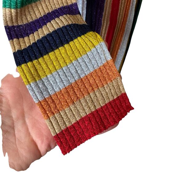 BODEN Metallic Stripe Long Sleeve Ribbed Sweater Dress Size 6 - Picture 9 of 10